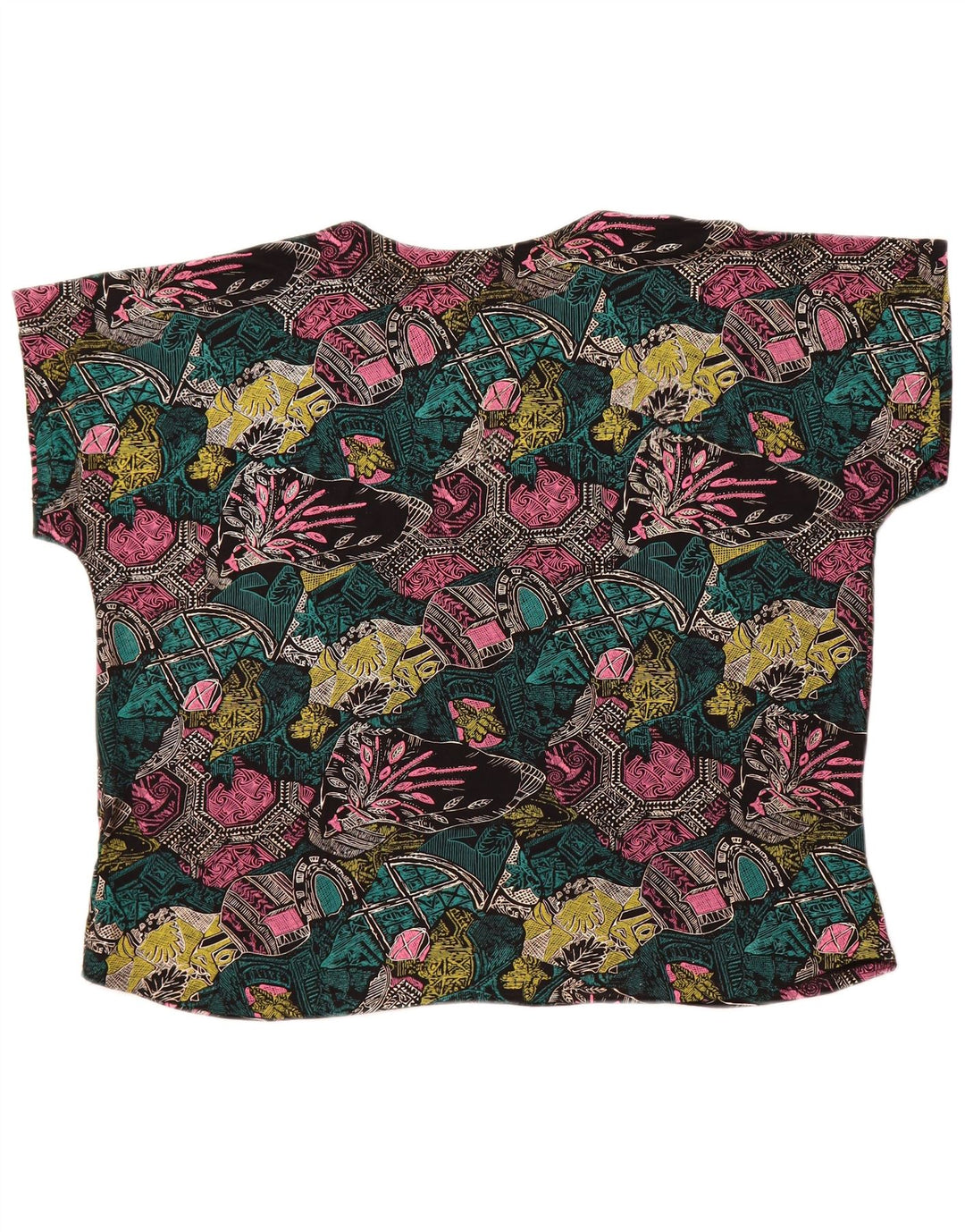 VINTAGE Womens Loose Fit Blouse Top UK 18 XL Multicoloured Geometric