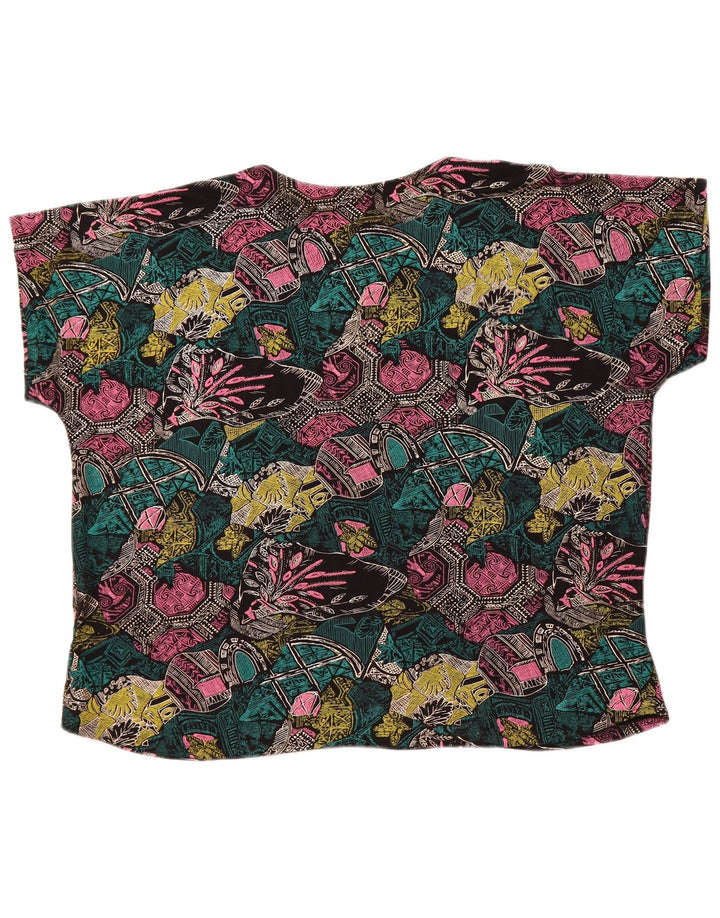 VINTAGE Womens Loose Fit Blouse Top UK 18 XL Multicoloured Geometric