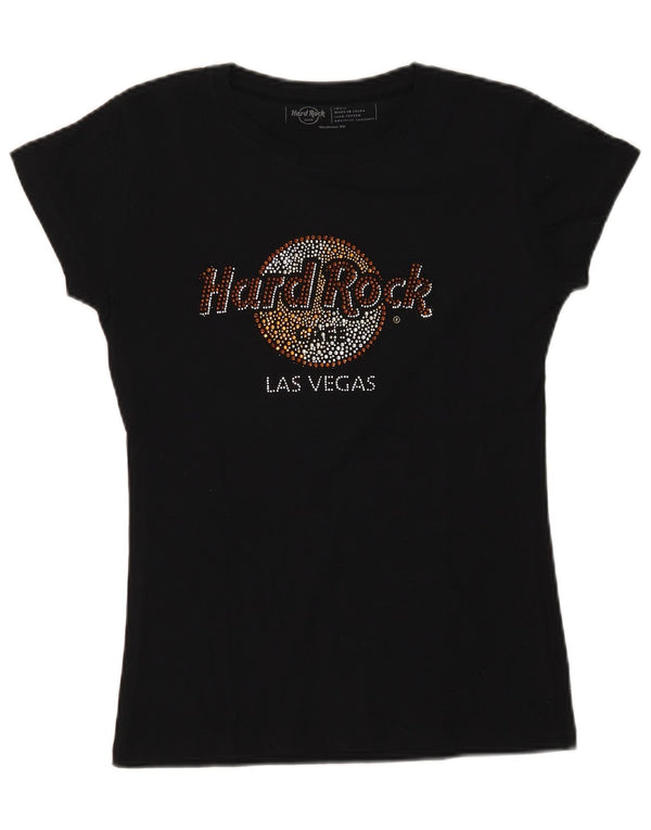 Hard Rock Cafe Womens Las Vegas Graphic T-Shirt Top UK 10 Small Black