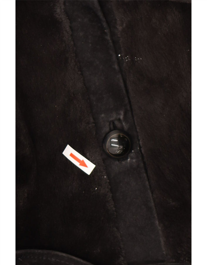 Vintage Womens Faux Fur Suede Jacket UK 12 Medium Brown