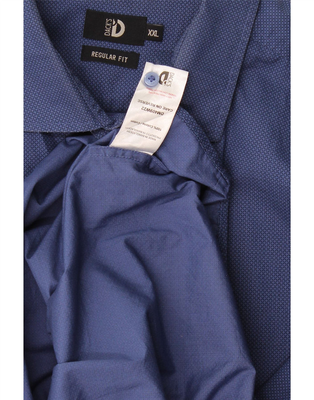 Dack's Mens Regular Fit Shirt 2XL Navy Blue Geometric Cotton