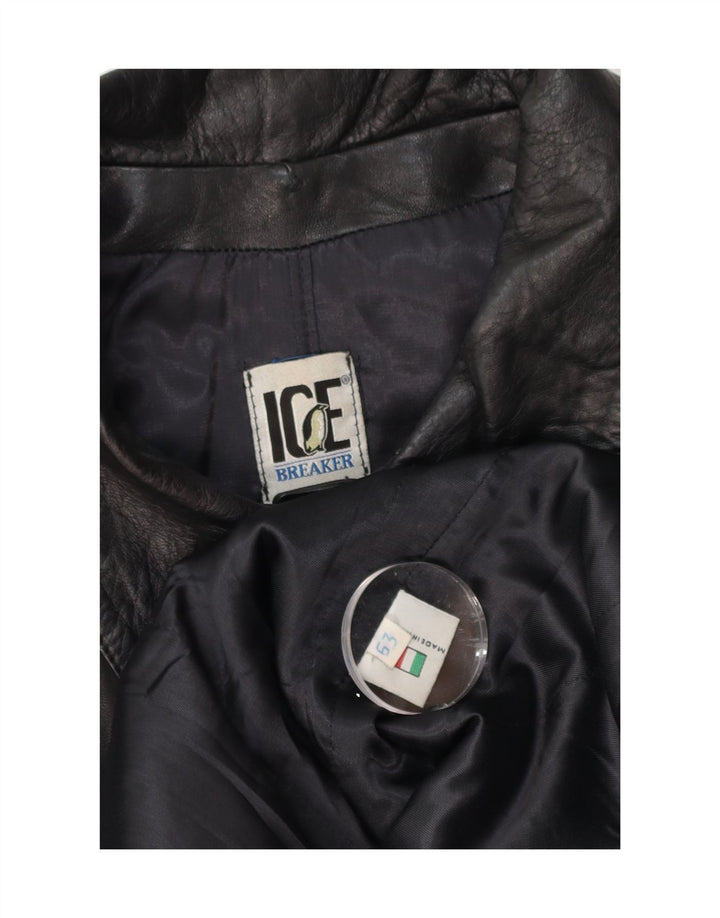 ICEBREAKER Womens Leather Coat IT 53 2XL Black Leather Vintage Icebreaker and Second-Hand Icebreaker from Messina Hembry 