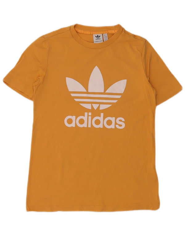 Adidas Womens Graphic T-Shirt Top UK 10 Small Yellow Cotton