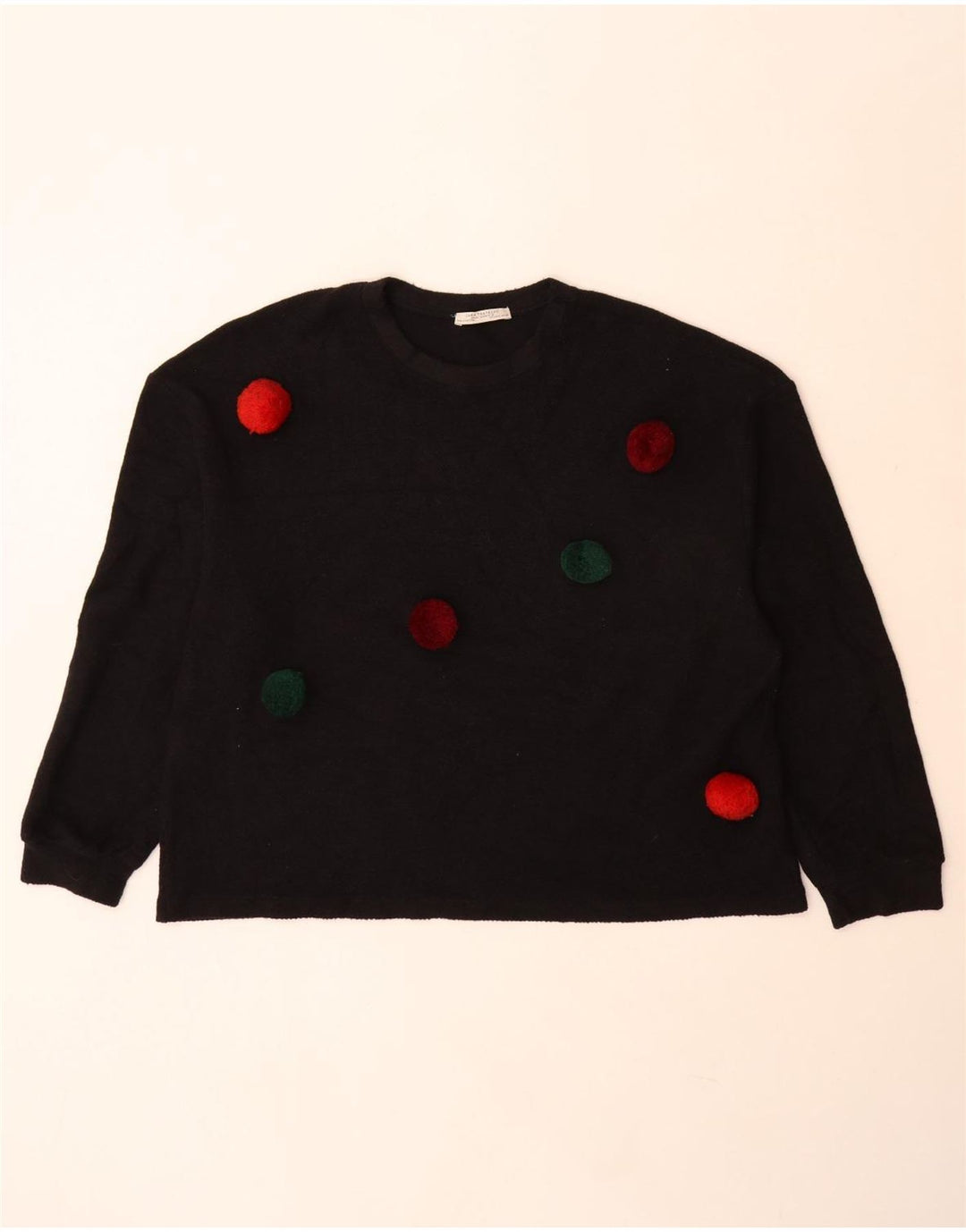 Zara Womens Oversized Sweatshirt Jumper UK 10 Small Black Polka Dot