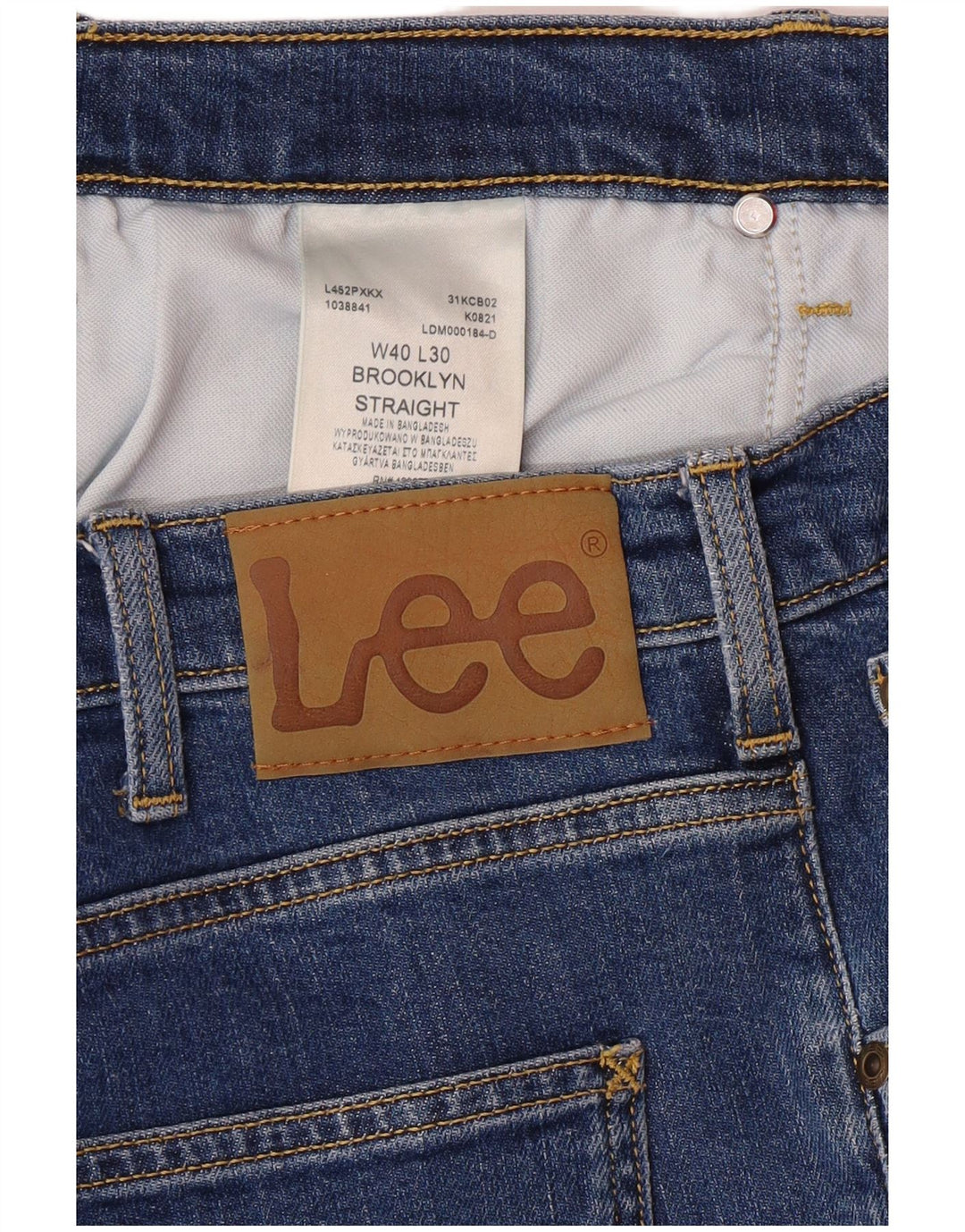LEE Mens Brooklyn Straight Jeans W40 L30 Blue Cotton