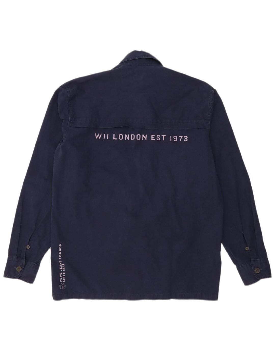 PEPE JEANS Mens Graphic Shirt Small Navy Blue Cotton