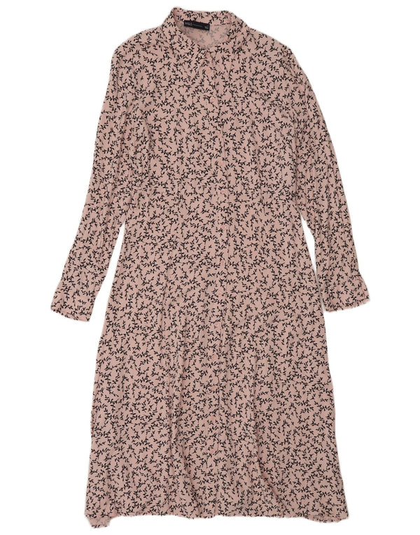 Marks & Spencer Womens Maxi Shirt Dress UK 12 Medium Pink Floral Viscose