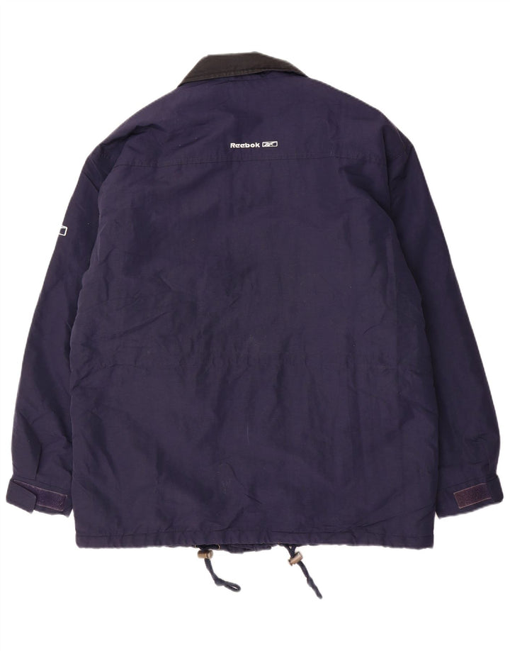 REEBOK Mens Loose Fit Windbreaker Jacket UK 36 Small Navy Blue Nylon
