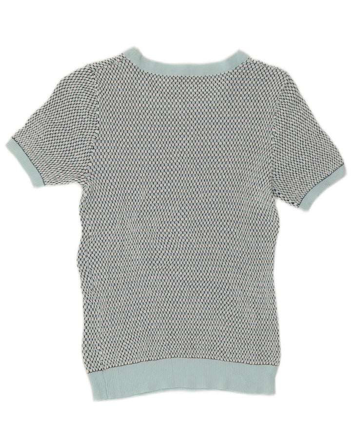 Zara Womens Crop Crew Neck Jumper Sweater UK 12 Medium Green Spotted