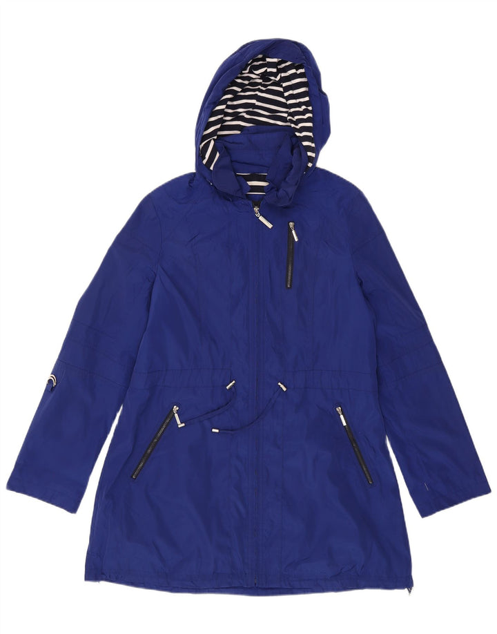 NAUTICA Womens Hooded Raincoat UK 14 Medium Blue