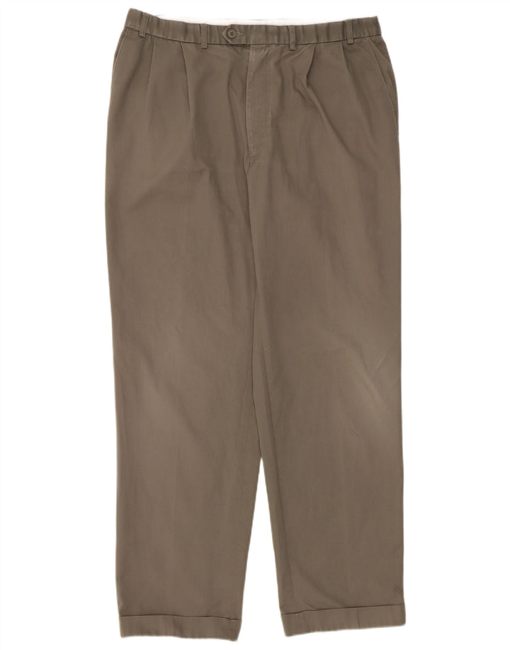 Marks & Spencer Mens Pegged Suit Trousers W38 L33 Khaki Polyester