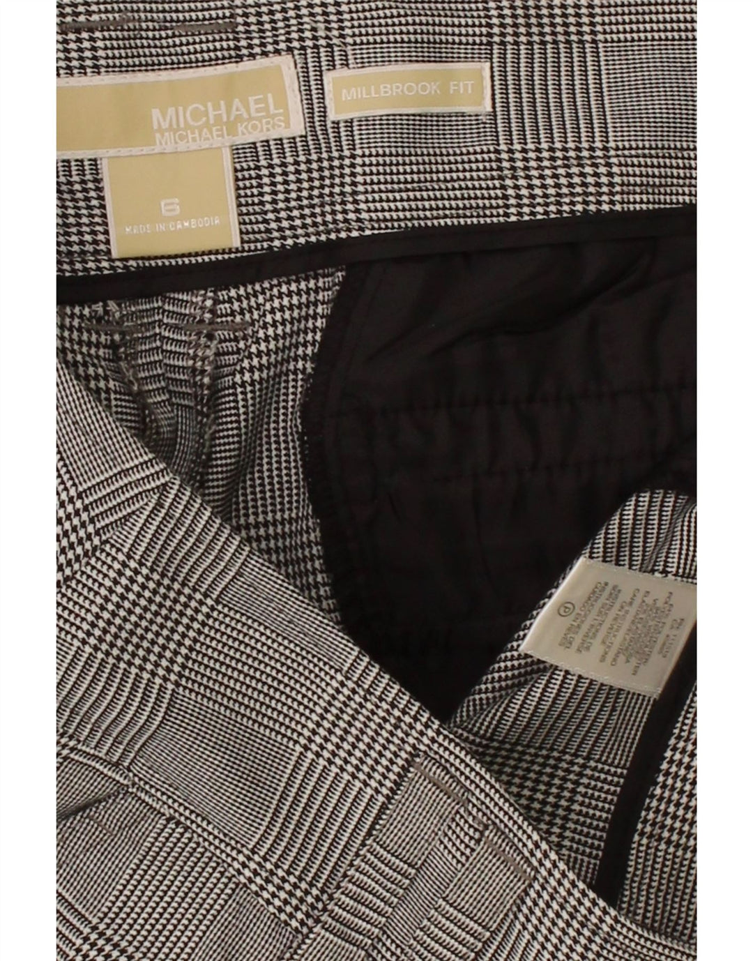 MICHAEL KORS Womens Casual Trousers US 6 Medium W30 L32 Grey Houndstooth Vintage Michael Kors and Second-Hand Michael Kors from Messina Hembry 