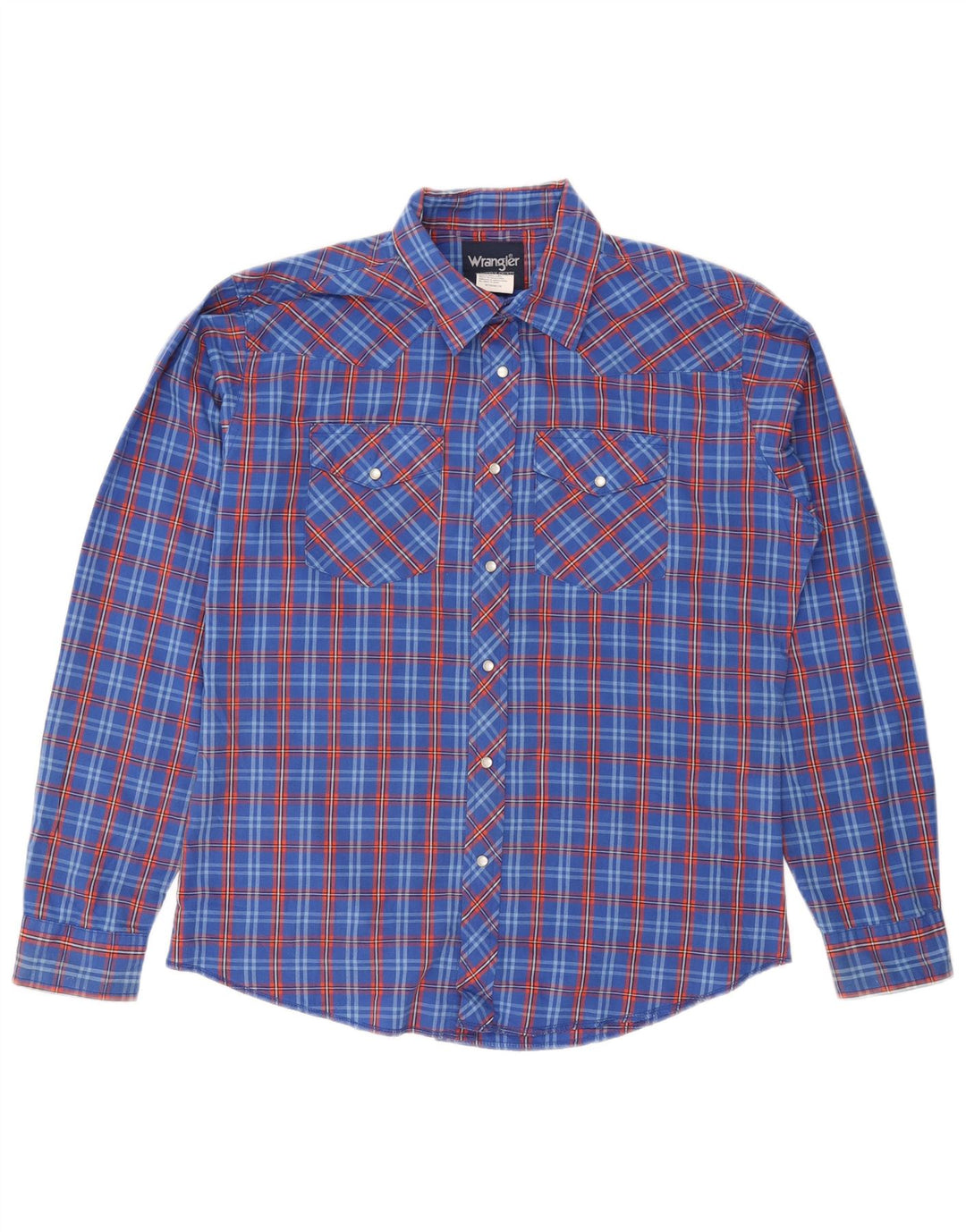 WRANGLER Boys Shirt 15-16 Years 2XL Blue Plaid Cotton