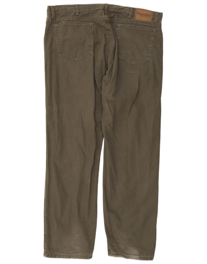 WRANGLER Mens Straight Casual Trousers W40 L30 Khaki Cotton