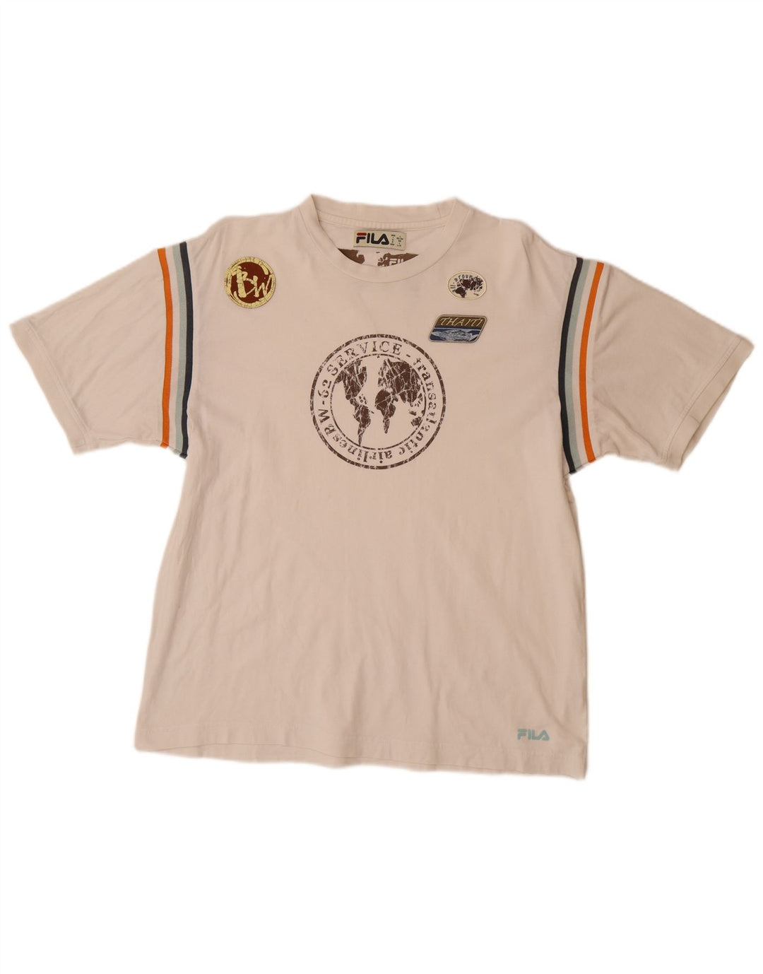 FILA Mens Graphic T-Shirt Top Large White Cotton