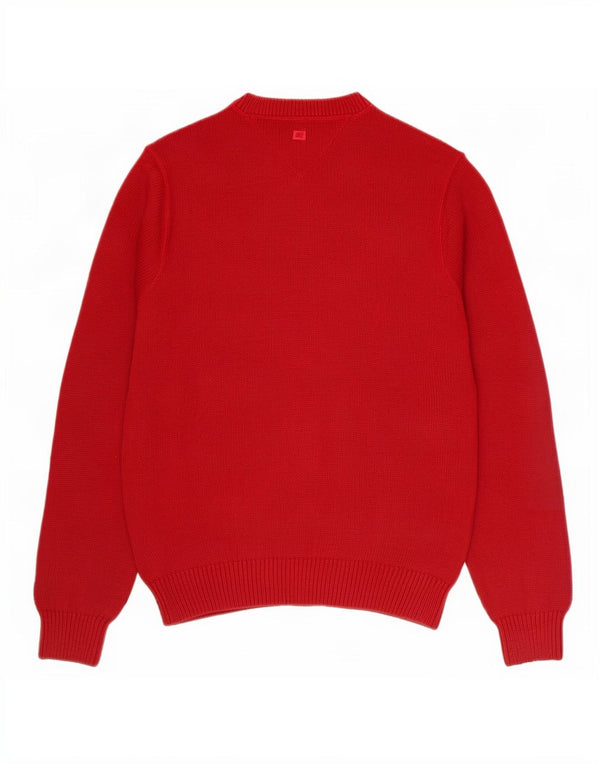 Tommy Hilfiger Mens Crew Neck Jumper Sweater XS Red Cotton