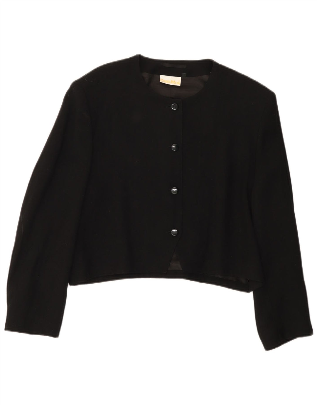 Cinnamon Womens Crop 4 Button 3/4 Sleeve Blazer Jacket EU 38 Medium Black