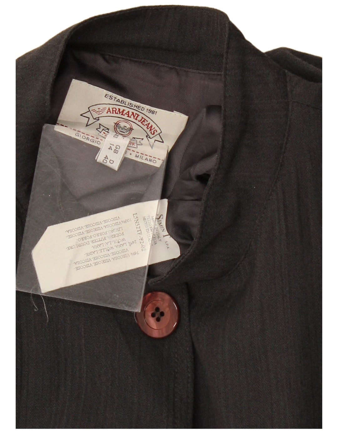 ARMANI JEANS Womens 5 Button Blazer Jacket UK 14 Large Black Viscose