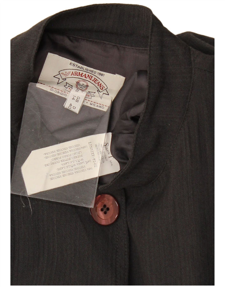 ARMANI JEANS Womens 5 Button Blazer Jacket UK 14 Large Black Viscose