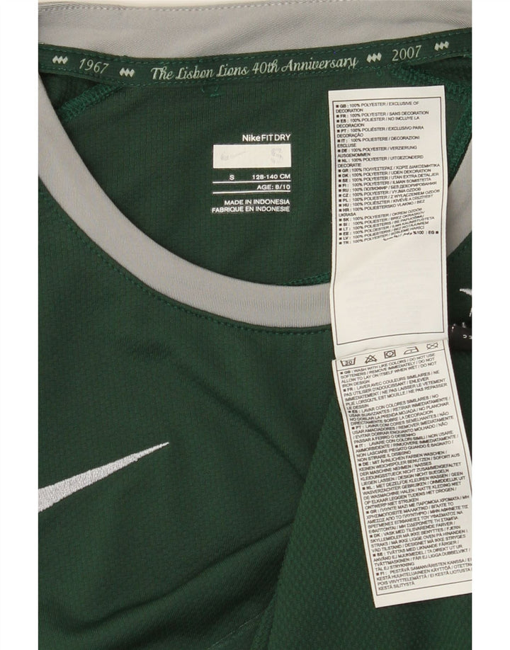 NIKE Boys Graphic T-Shirt Top 8-9 Years Small Green