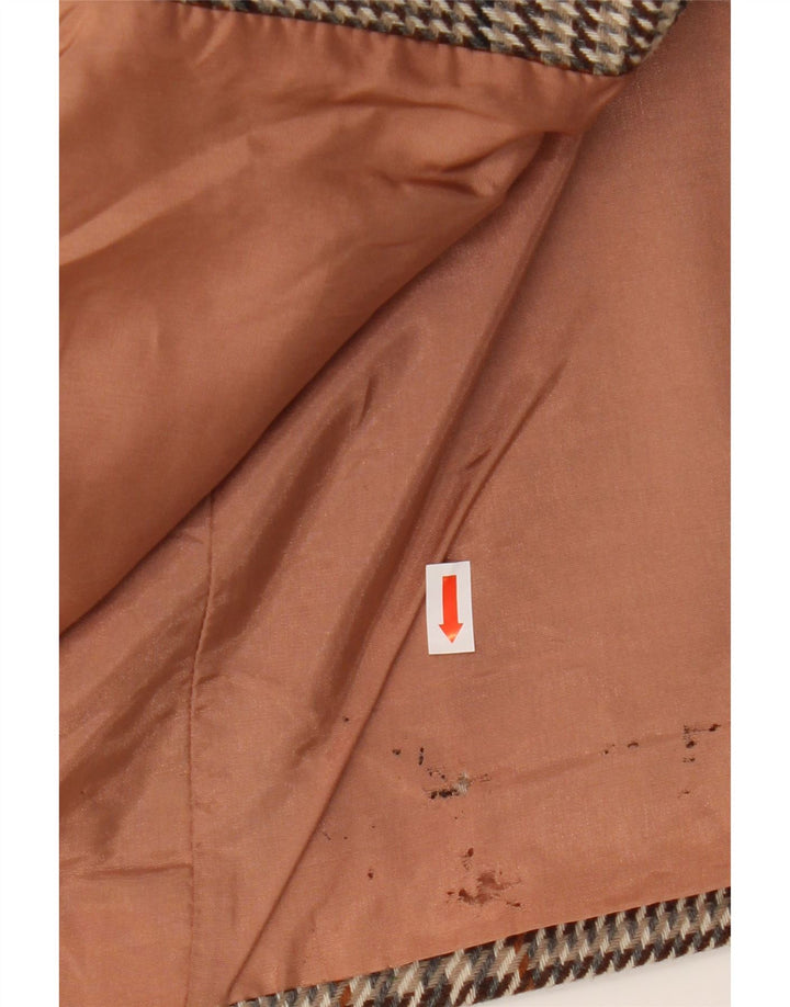 Vintage Womens 1 Button Blazer Jacket UK 20 2XL Brown Check Wool