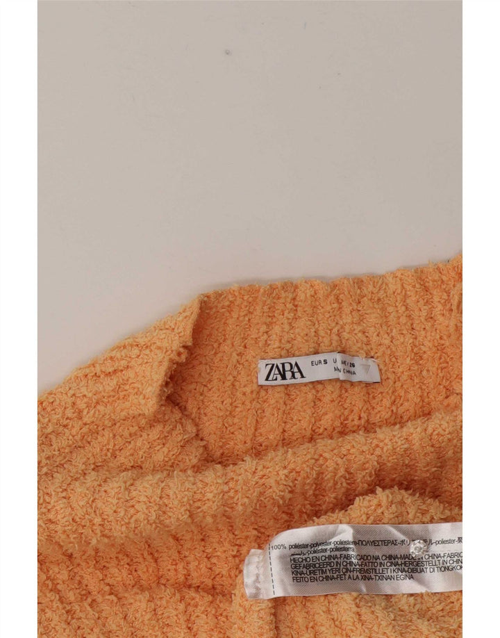 Zara Womens Crop Turtle Neck Jumper Sweater UK 10 Small Orange Polyester