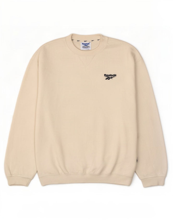 Reebok Mens Sweatshirt Jumper Small White Cotton
