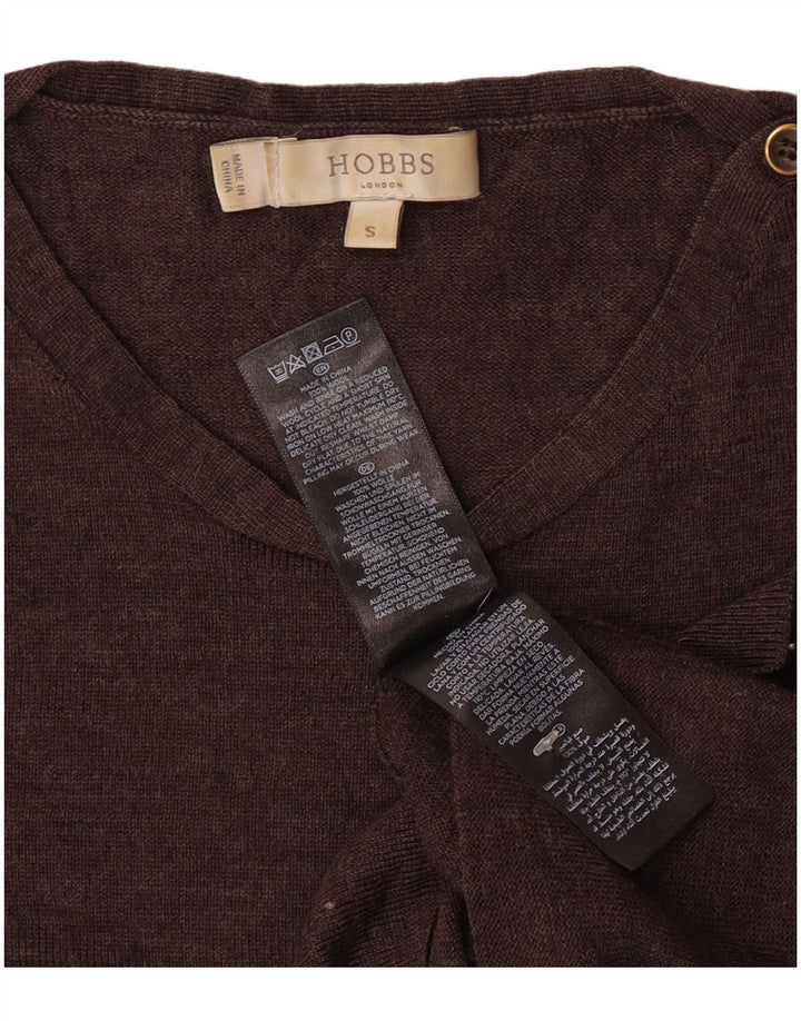 HOBBS Womens Boat Neck Jumper Sweater UK 10 Small Brown Wool