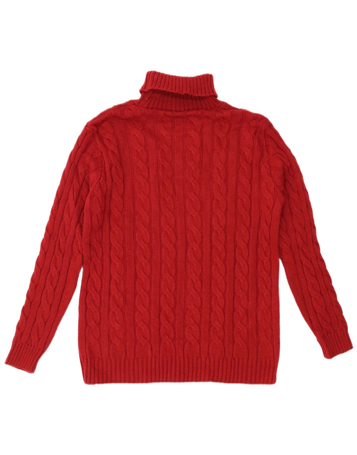 VINTAGE Womens Roll Neck Jumper Sweater UK 14 Large Red Acrylic