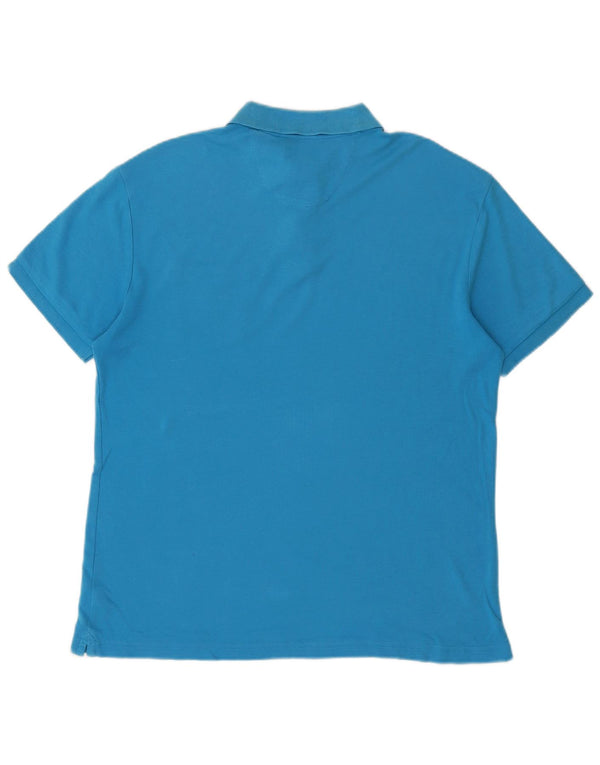 CHAPS Mens Custom Fit Polo Shirt Medium Blue Cotton
