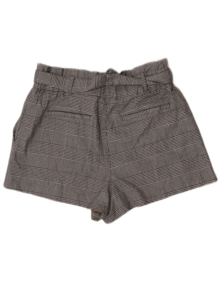 Zara Womens High Waist Chino Shorts Large W30  Grey Houndstooth Polyester
