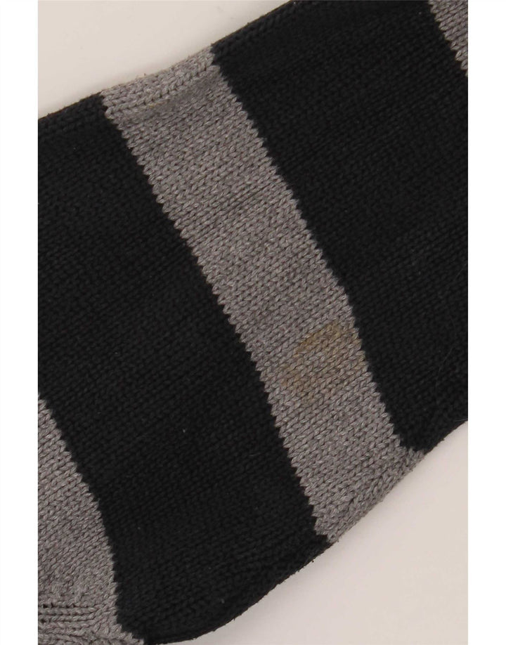 Chaps Mens Zip Neck Jumper Sweater Large Black Striped Cotton