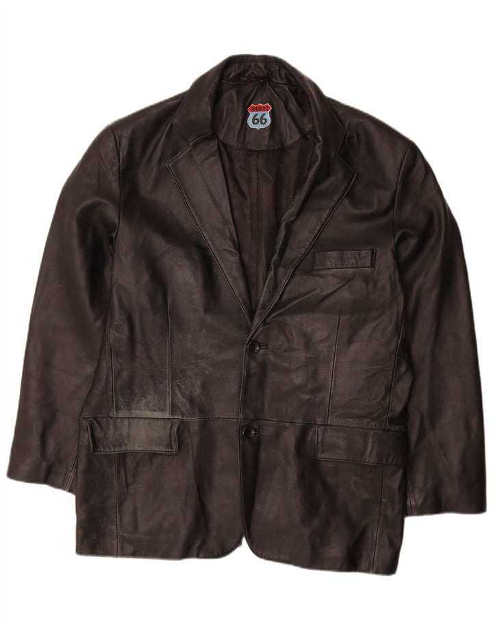 Route 66 Mens Leather Jacket UK 40 Large Black Leather