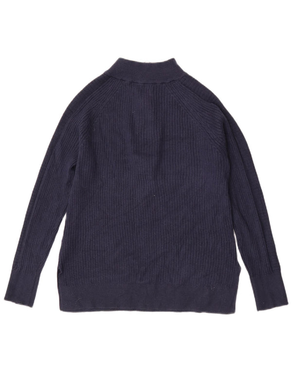 Marks & Spencer Womens Zip Neck Jumper Sweater UK 10 Small Navy Blue