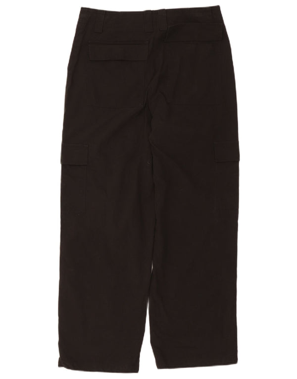 Zara Womens Straight Cargo Cropped Trousers Small W26 L25 Black Cotton