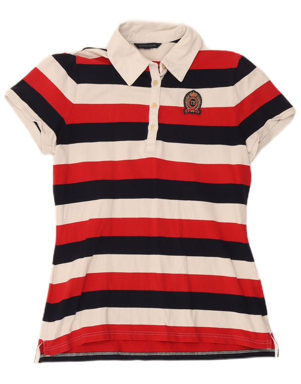 Tommy Hilfiger Womens Rugby Polo Shirt UK 12 Medium Multicoloured Striped