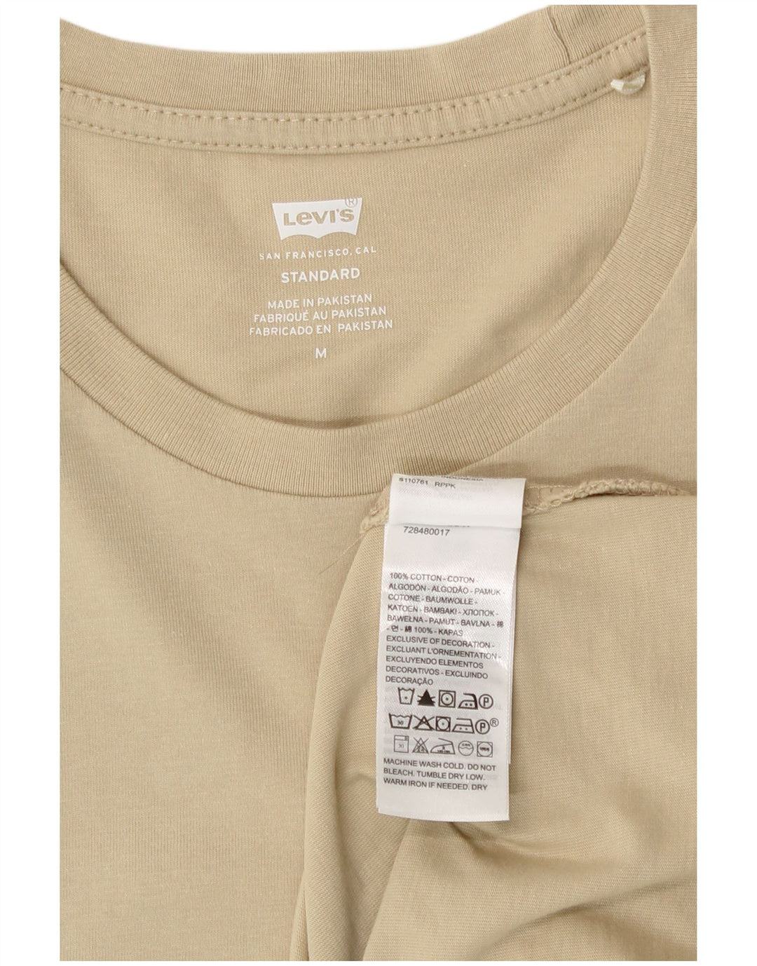 Levi's Mens Standard Top Long Sleeve Medium Beige Cotton
