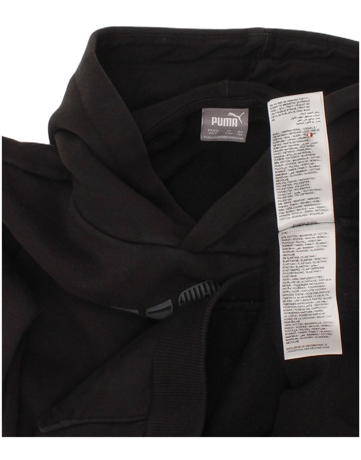 PUMA Boys Graphic Hoodie Jumper 7-8 Years  Black Cotton