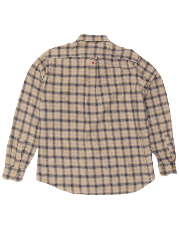 Canadiens Mens Flannel Shirt Large Beige Check