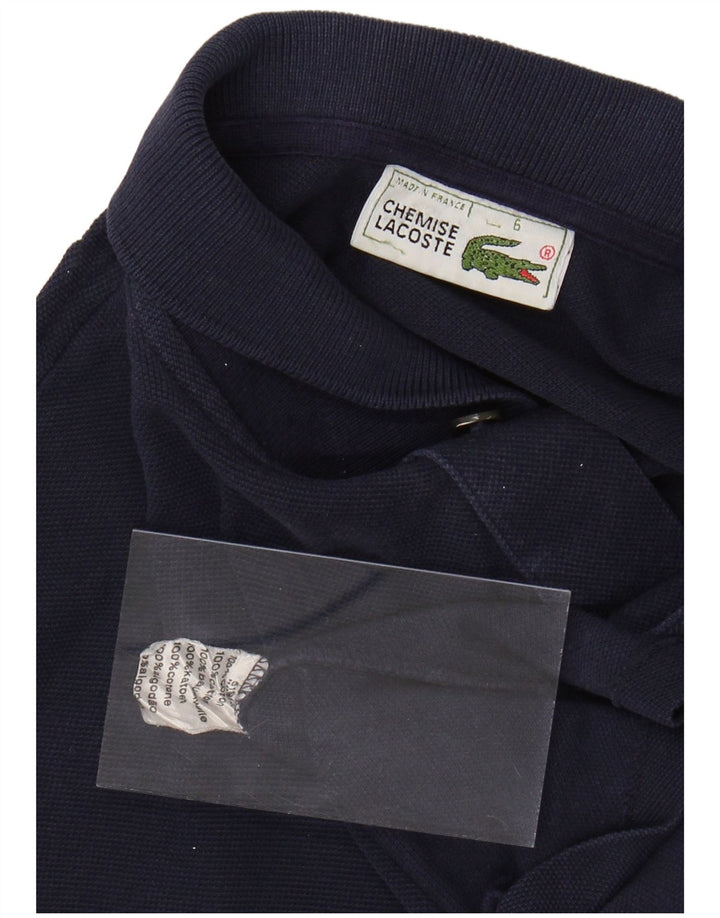 LACOSTE Mens Long Sleeve Polo Shirt Size 6 XL Navy Blue Cotton