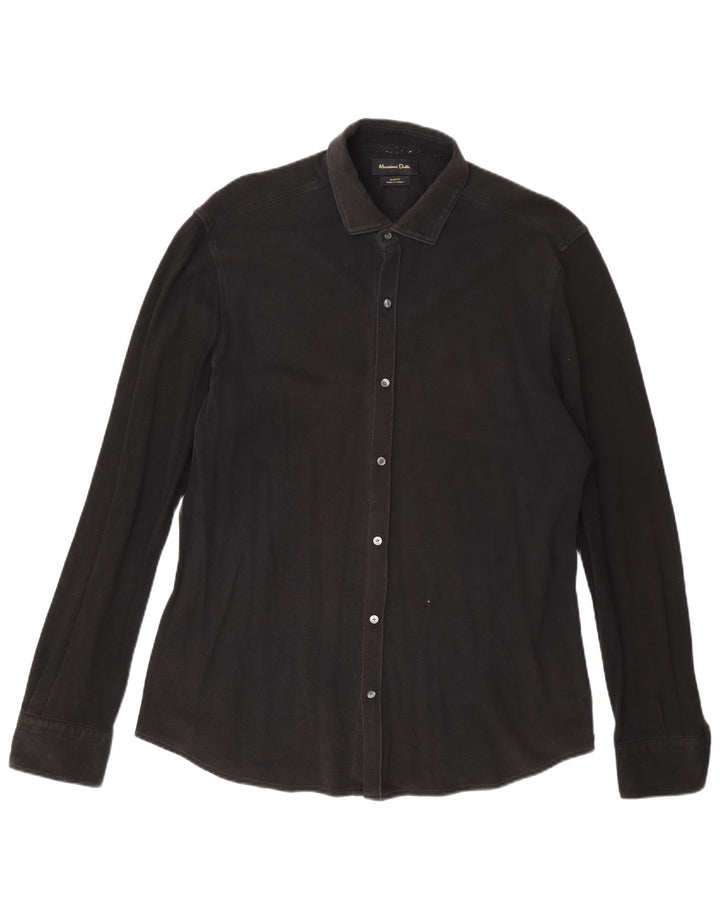 Massimo Dutti Mens Slim Fit Shirt XL Black