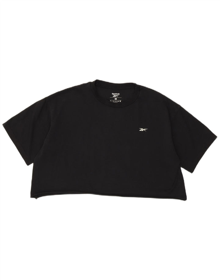 REEBOK Womens Oversized Graphic T-Shirt Top UK 12/14 Medium Black
