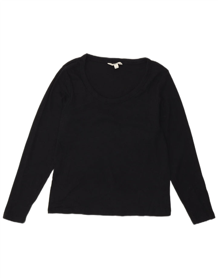 Marks & Spencer Womens Top Long Sleeve UK 20 2XL Black Cotton