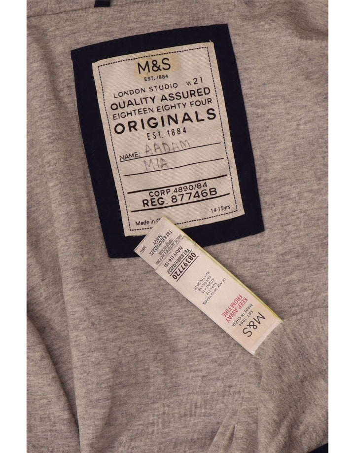 Marks & Spencer Boys Hooded Windbreaker Jacket 14-15 Years Navy Blue