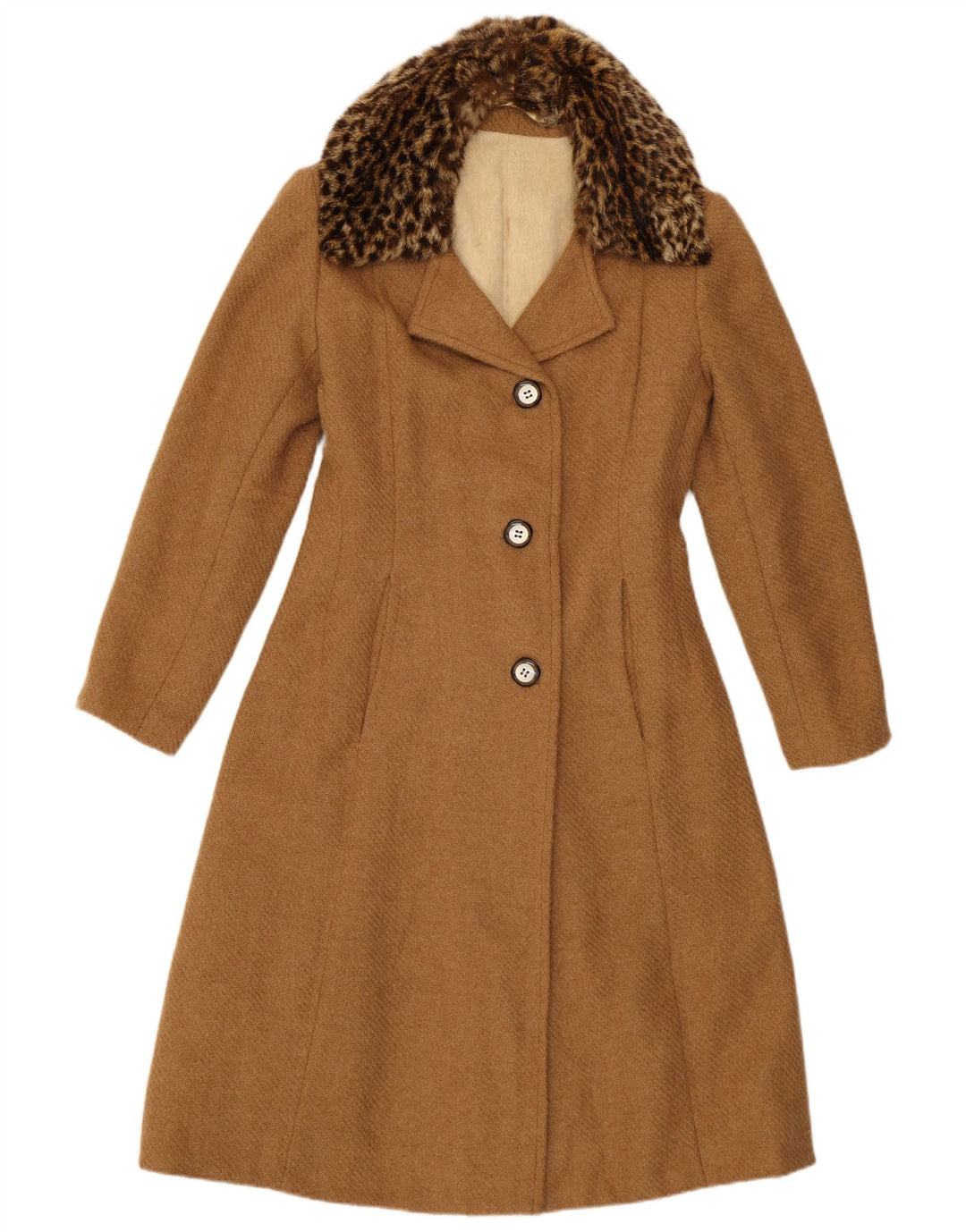 Vintage Womens Overcoat UK 10 Small Brown