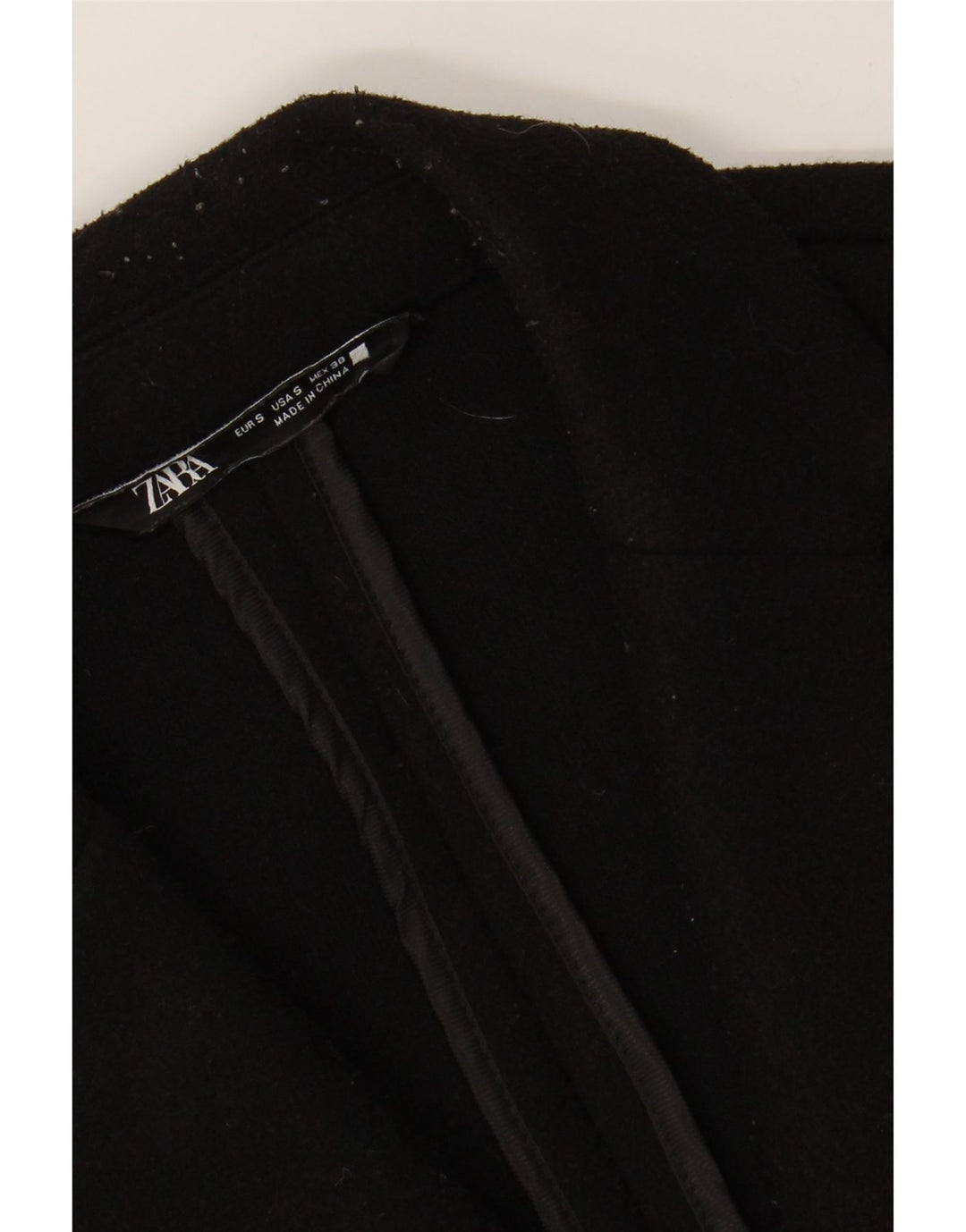 ZARA Mens Overcoat UK 36 Small Black Polyester