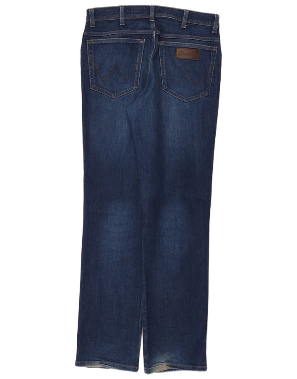 Wrangler Mens Texas Straight Jeans W34 L34 Navy Blue Cotton