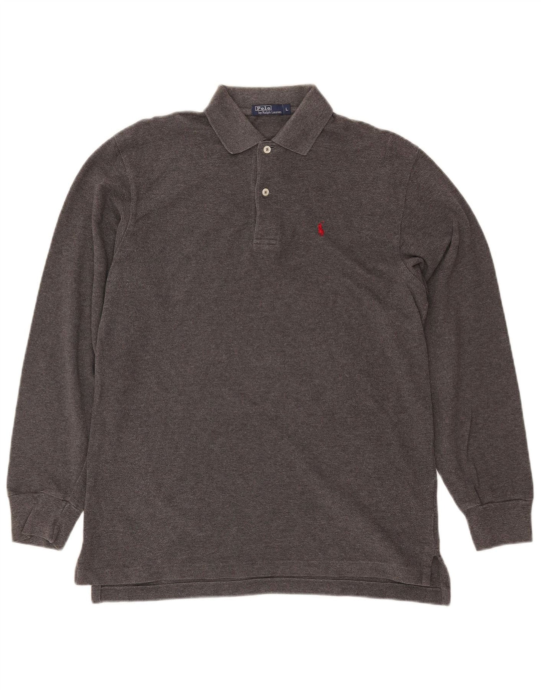 POLO RALPH LAUREN Mens Long Sleeve Polo Shirt Large Grey Cotton