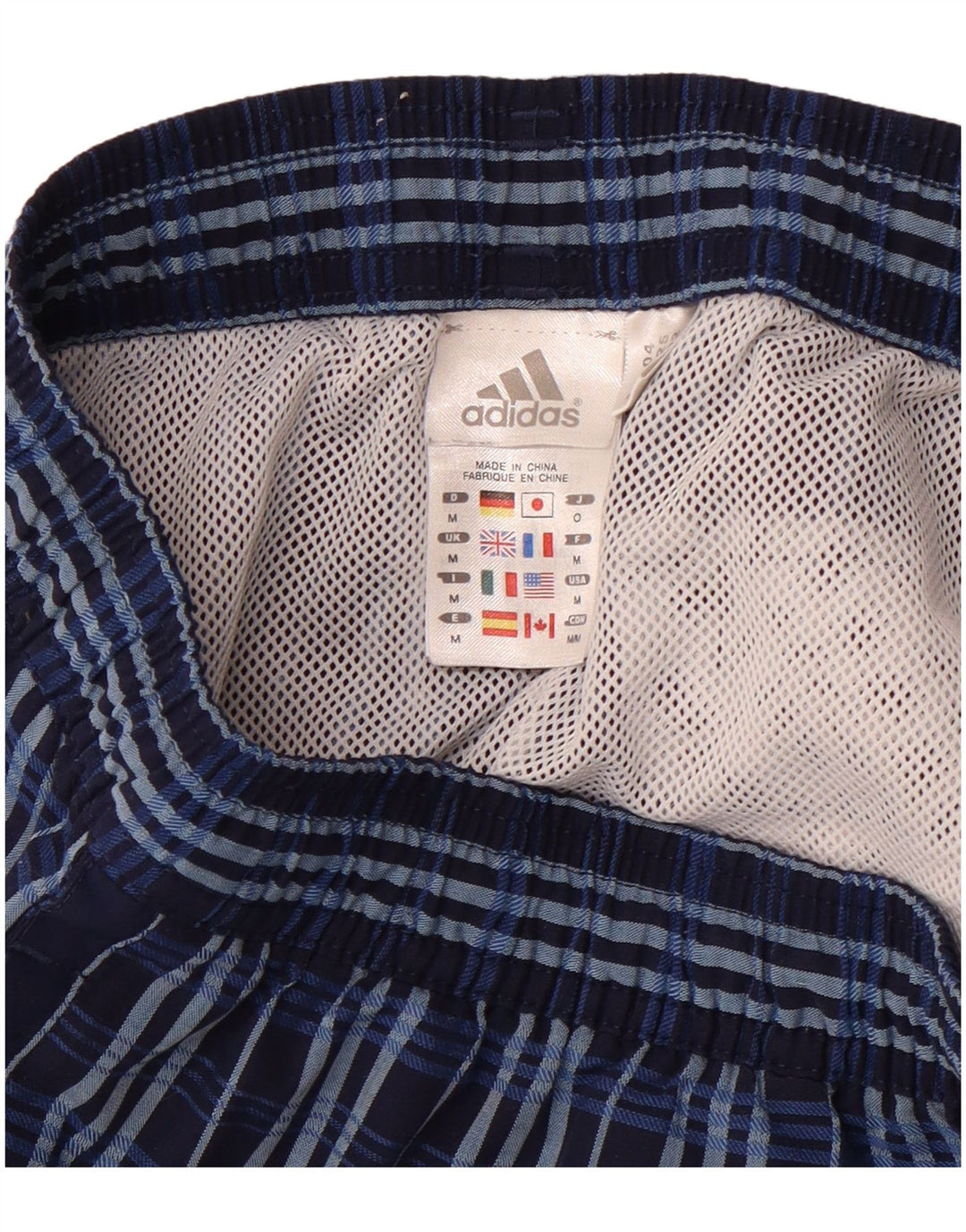 Adidas Mens Swimming Shorts Medium Navy Blue Check Polyester