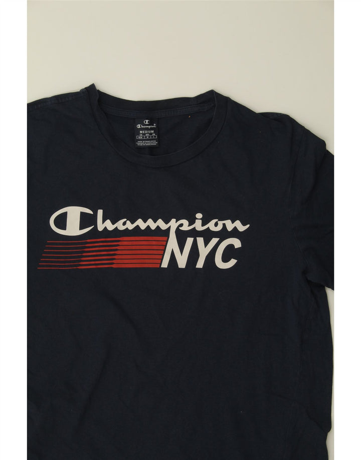 CHAMPION Mens Graphic T-Shirt Top Medium Navy Blue Cotton Vintage Champion and Second-Hand Champion from Messina Hembry 